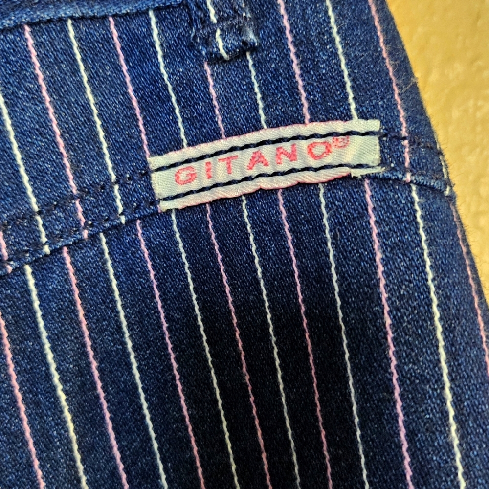Vintage Gitano Jeans with Colorful thin stripes 80s Size 7/8